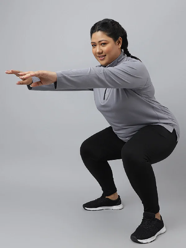 Crazy Deals Fitkin Plus Size Super Soft Anti-Odor Grey Front Zipper Tshirt