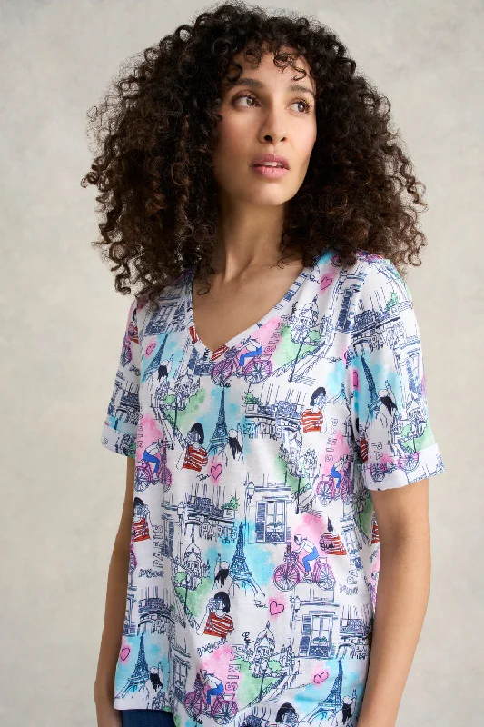 Savings Spectacular Printed V-Neck T-Shirt