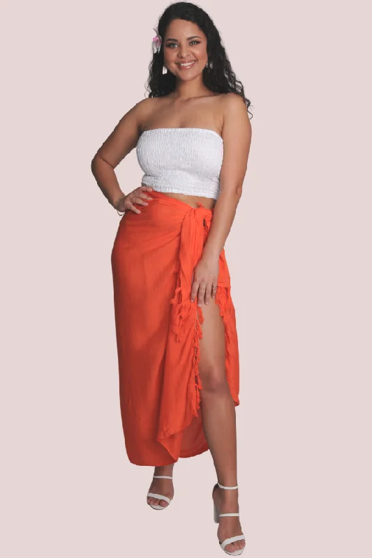 Steals and Deals VGS095 - PLAIN RAYON SARONG - BURNT ORANGE