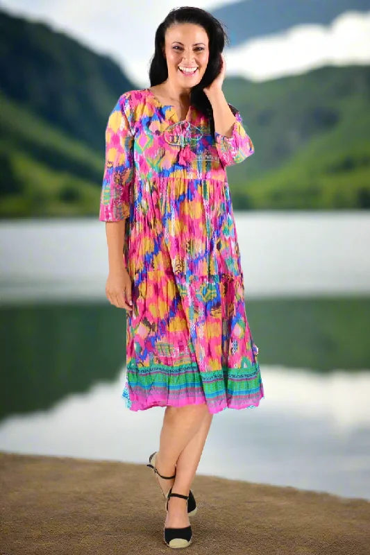 Exclusive Offers Rebecca Holi Tie Neck Tunic Dress