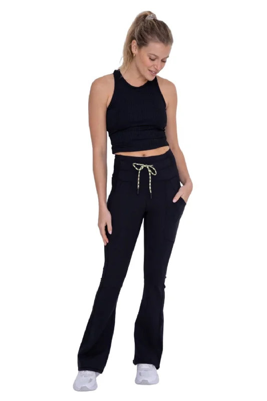 Today’s Deal Mono B Drawstring Waist Flared Hiking Leggings APH8203