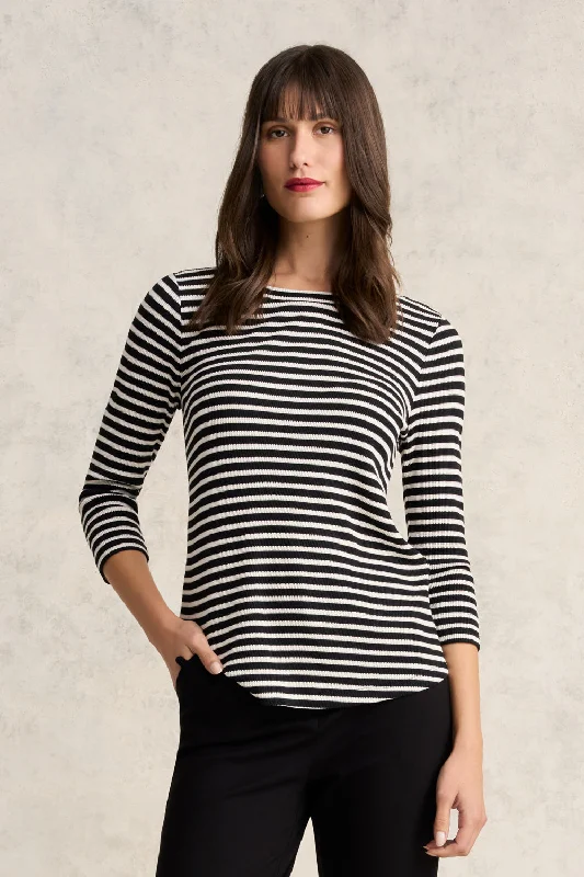 Blowout Deals Stripe Boat Neck Tee