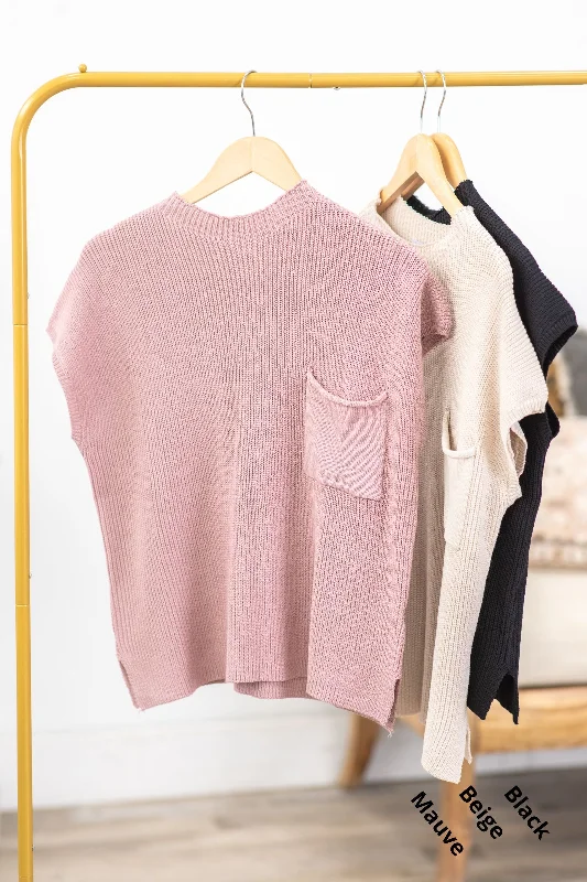 Fantastic Offers Short Sleeve Sweater Knit Top With Pocket