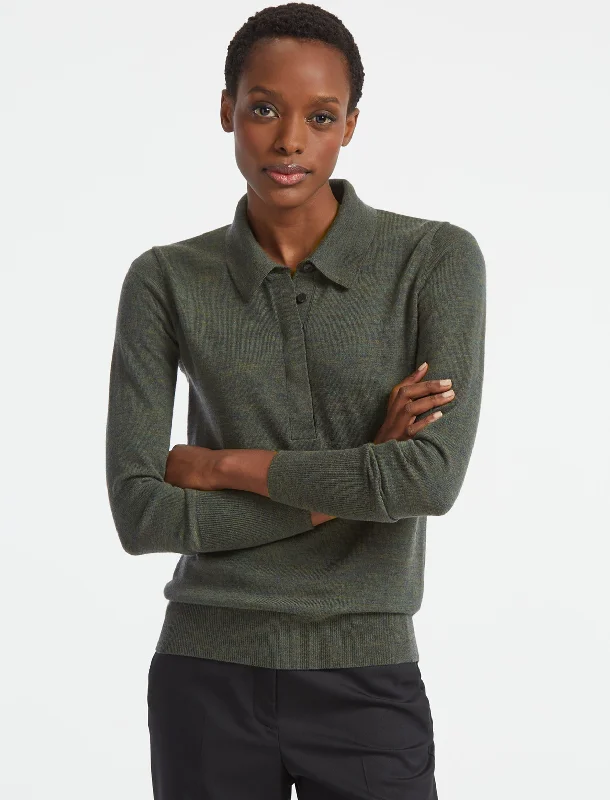 YEAR-End Sale Josie Wool Collared Jumper - Khaki