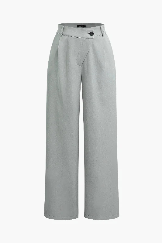 Special Price Asymmetric Waist Ruched Straight Leg Pants