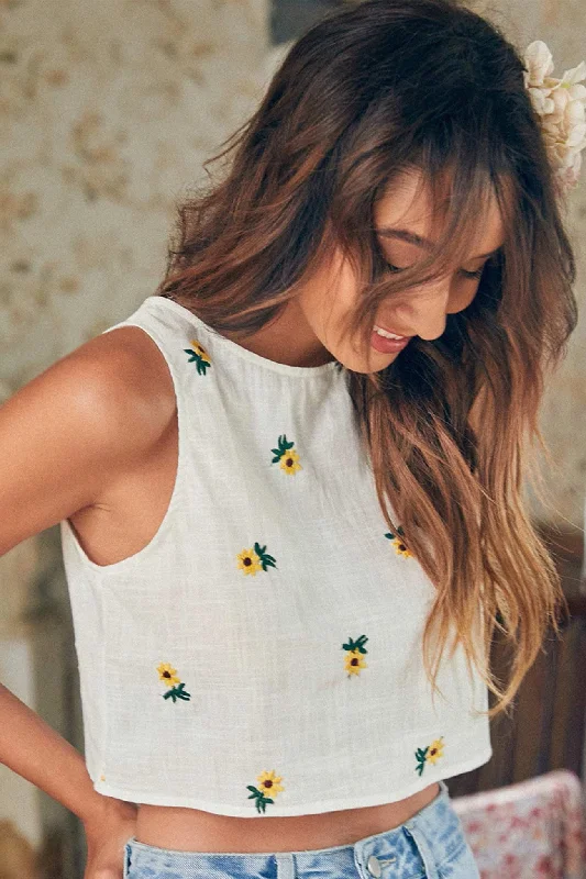 Act Fast Floral Embroidery Tank Top