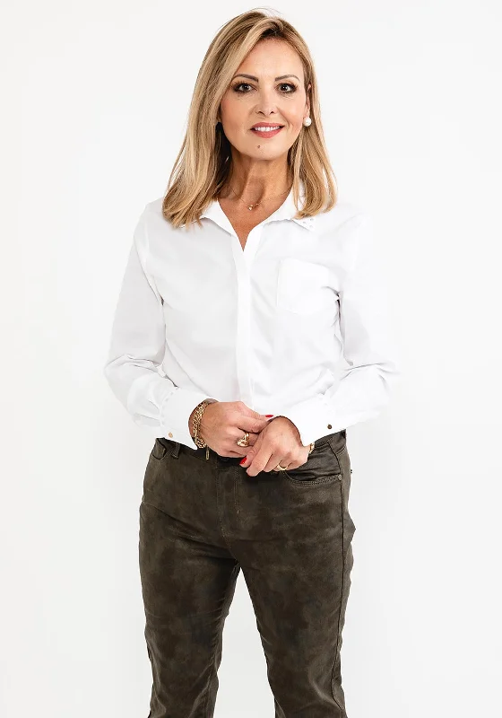 Limited Offer Eva Kayan Flat Stud Collar Shirt, White