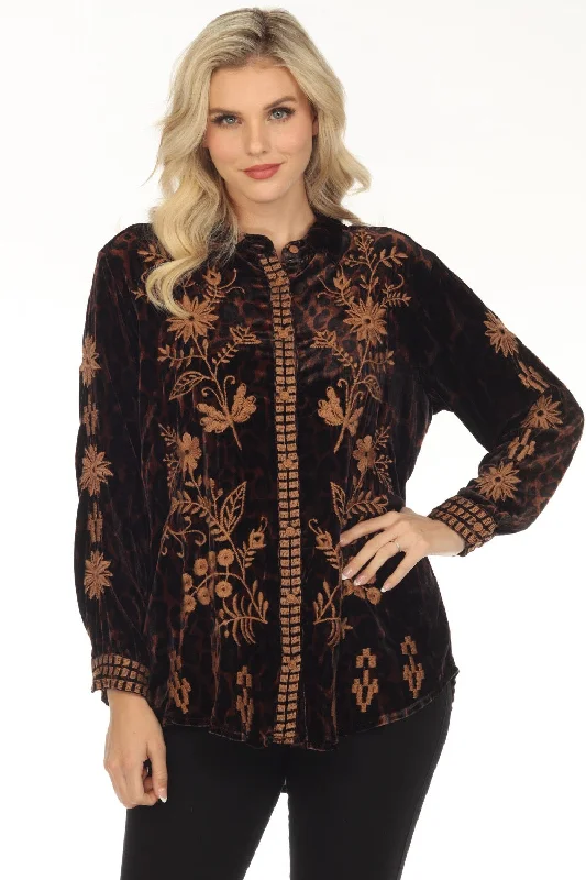 Weekend Offers That Thrill Johnny Was JWLA Georgina Velvet Embroidered Oversized Shirt Boho Chic J11623