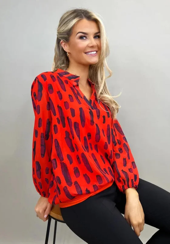 Exclusive Deal Kate & Pippa Print Band Hem Top, Flame