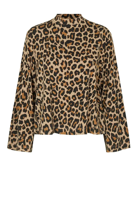 Take Action Masai Leopard Print Top, Brown