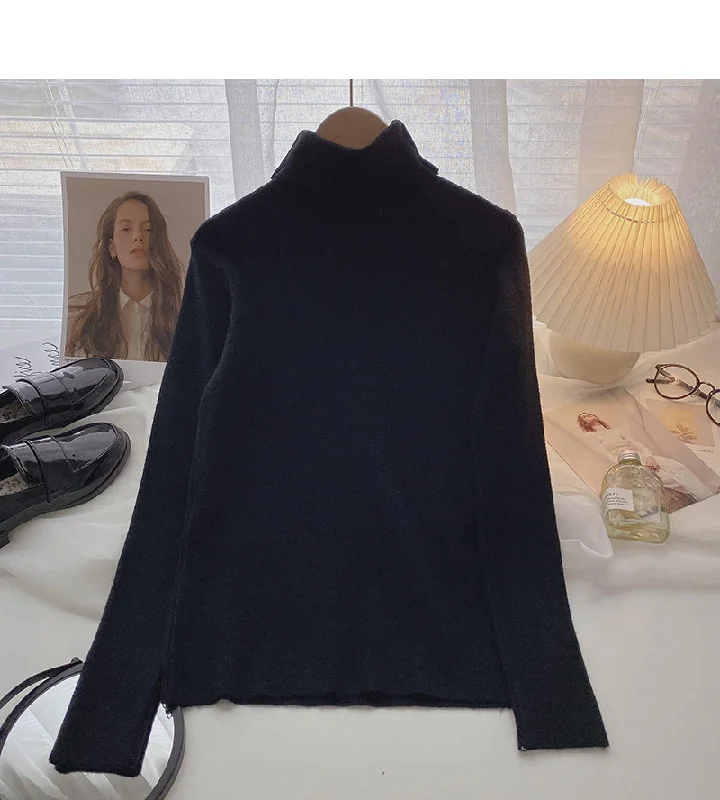 Weekend Savings Bonanza Korean high neck Pullover long sleeve slim slim top  6646