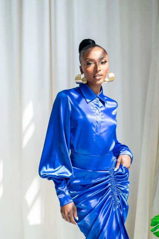 Weekend Deals You Can't Resist COBALT BLUE GRAYCE button up shirt