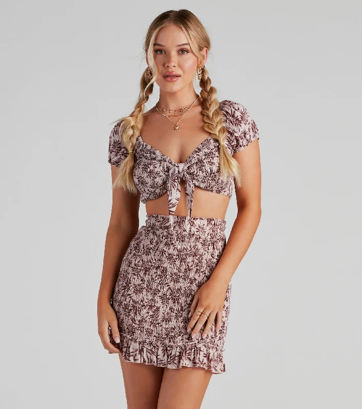 Discount Extravaganza Cali Palms Cap Sleeve Tie-Front Top