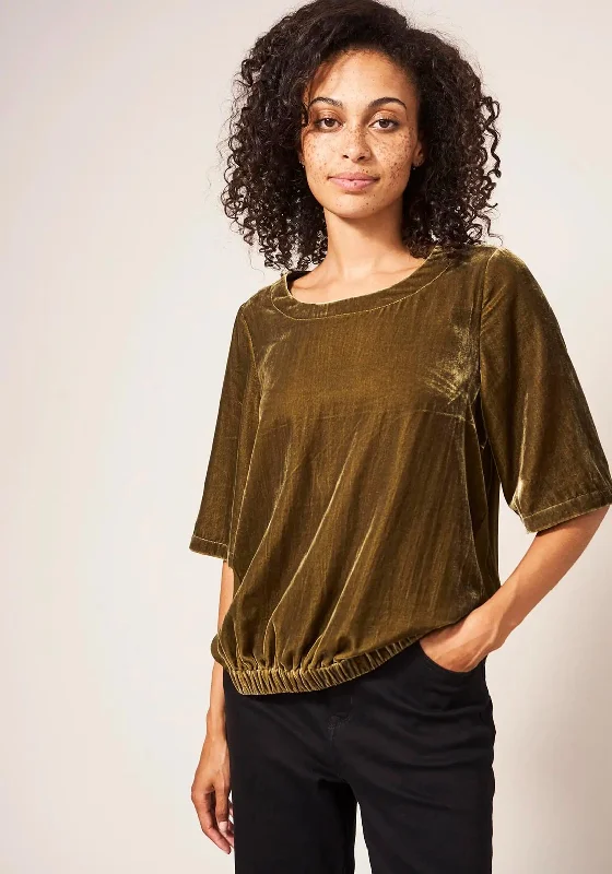 Weekend Deal White Stuff Viola Velvet Top, Chartreuse
