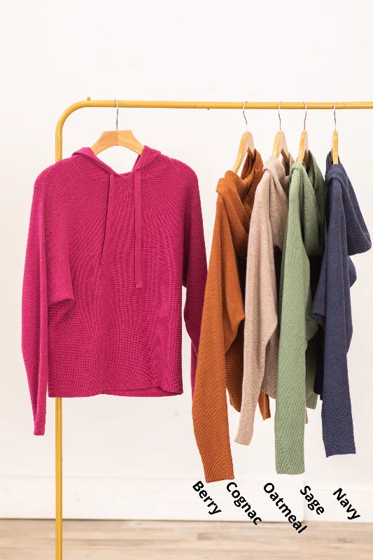 Weekend Bargains to Enjoy Mini Waffle Texture Hoodie Sweater