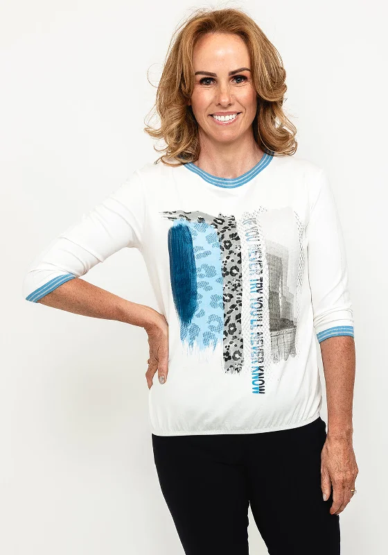 Weekend Discounts to Celebrate Rabe Glitter Embellished Long Sleeve Top, White