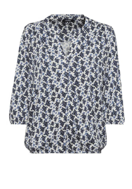 Weekend Offers You Can't Ignore Olsen Tunic Neck Print T-Shirt, Navy Multi
