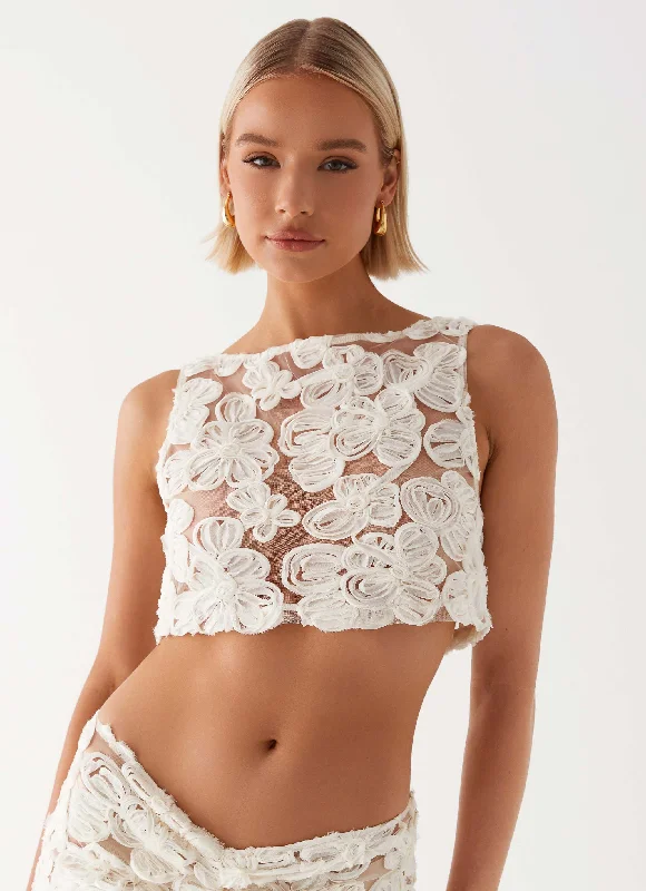 Weekend Bargains Just for You Fiorella Floret Top - Ivory