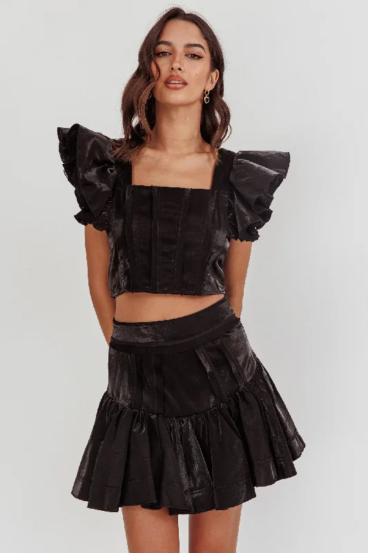 YEAR-End Sale Debutante Drop Yoke Ruffle Skirt Black