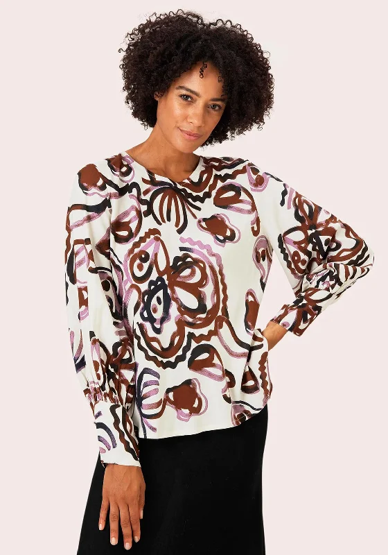Deal Alert Masai Balloon Sleeve Print Top, Paprika Multi
