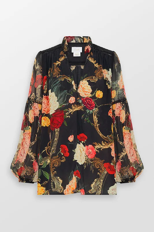 Time-Limited Offer Frill Collared Floral Blouse