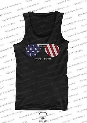 Bargain Prices Red White and Blue Collection - Live Free Sunglasses Men's Tank Top