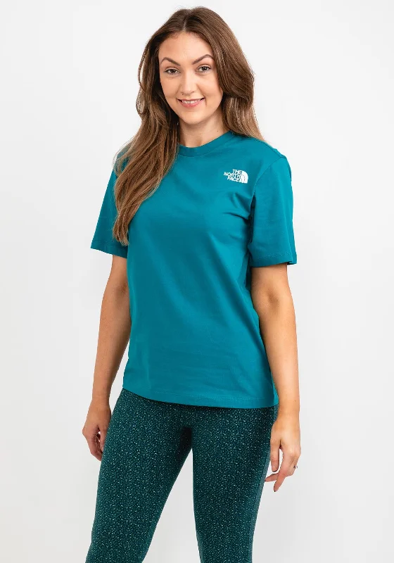 Weekend Deals That Please The North Face Womens Relaxed Redbox T-Shirt, Harbour Blue