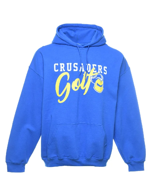 Weekend Discounts to Indulge In Crusaders Golf Blue & Yellow Printed Hoodie - XL