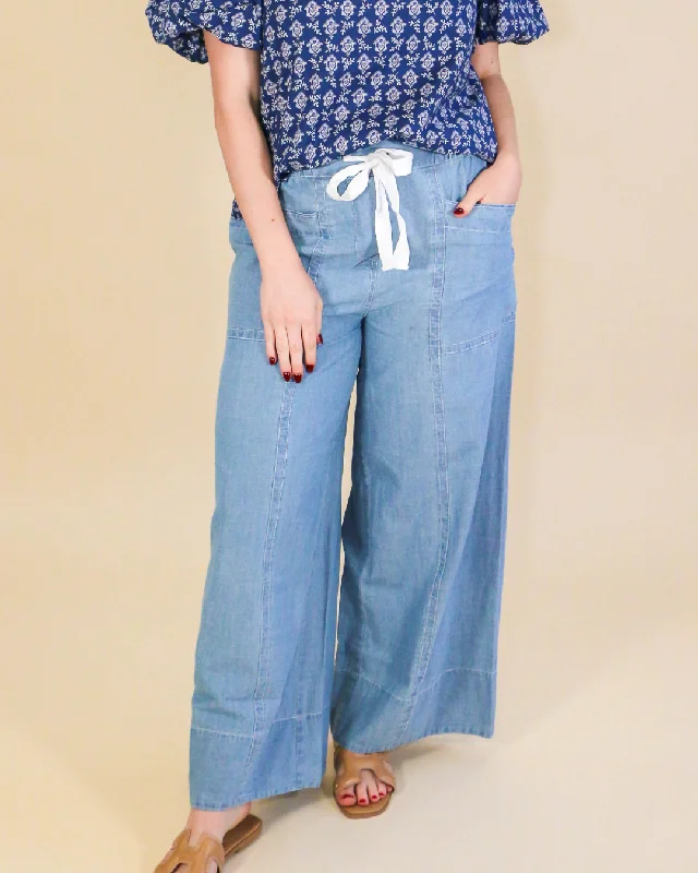 Take Action Drawstring Pant in Denim