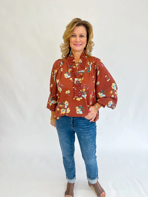 Weekend Deals That Impress Sophia Smocked Blouse-Espresso