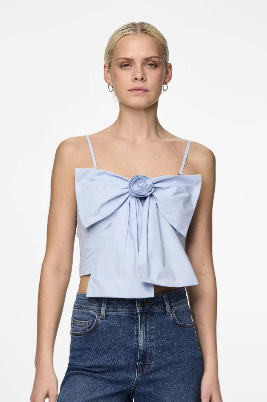 Clearance Event Pieces - Pcsofia Strap Bow Crop Top - 4666330 Nantucket Breeze