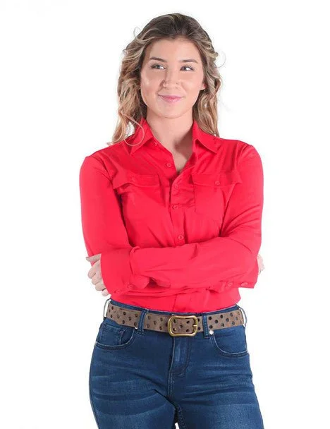 Savings Soar This Weekend Cowgirl Tuff Womens Breathe Instant Pullover Bright Red Nylon L/S Blouse Savings Soar This Weekend Cowgirl Tuff Womens Breathe Instant Pullover Bright Red Nylon L/S Blouse