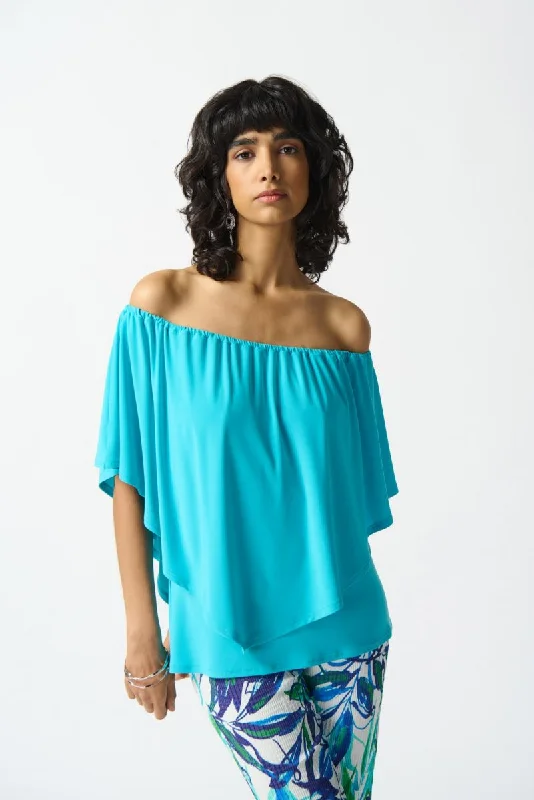 Super Savings Joseph Ribkoff Layered Shirred Off-Shoulder Lightweight Top 242174