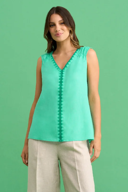 Huge Discounts Embroidered Linen Top