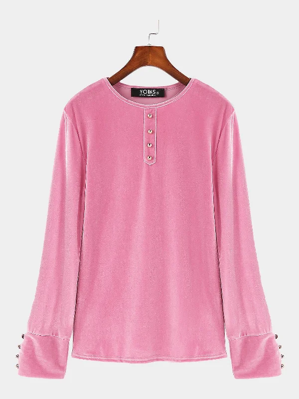 Deep Savings Custom Round Neck Long Sleeve Bodycon Hem Pink Top