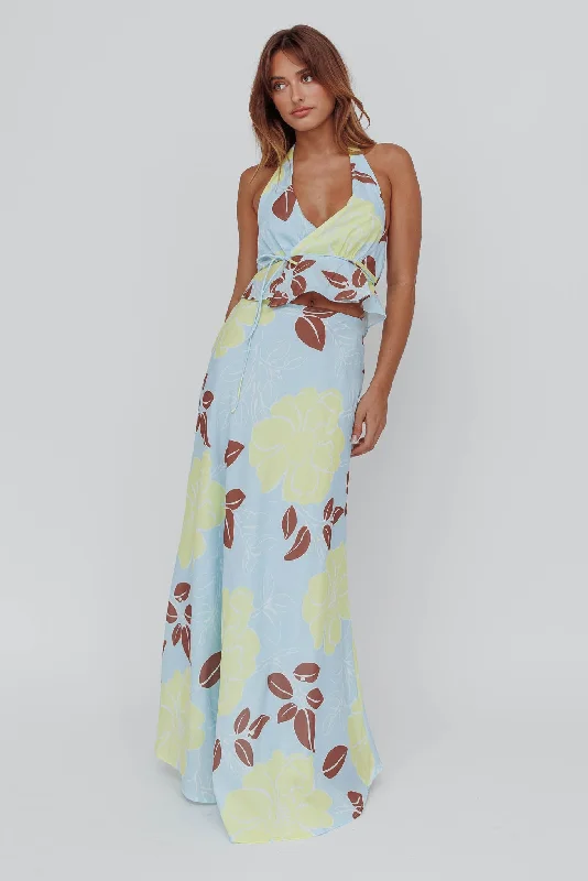 Deep Savings Kika Maxi Skirt Floral Blue