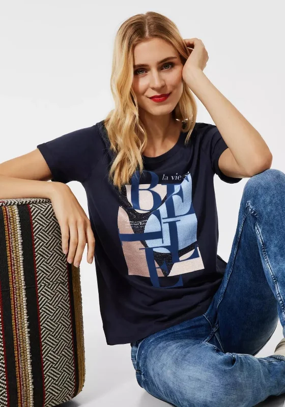 Shop and Save Street One La Vie Est Belle T-Shirt, Navy
