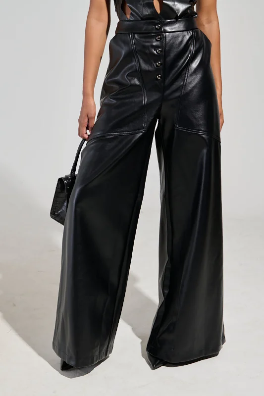 Weekend Savings Spectacular Basic Faux Leather High-Waist Trousers