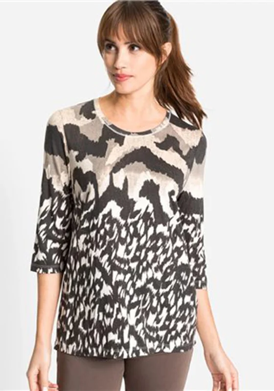 Weekend Price Cuts Galore Olsen Abstract Print T-Shirt, Brown & Beige