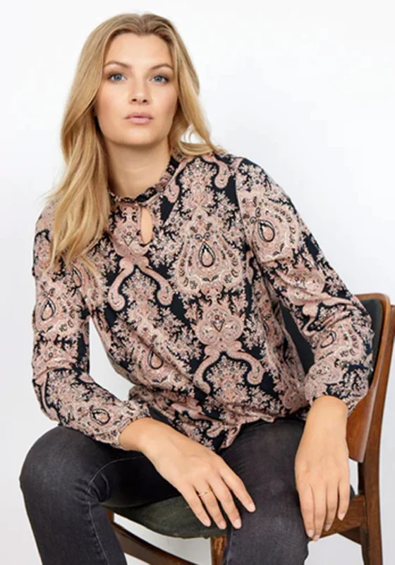 Mega Sale Soyaconcept Felicity High Neck Ruffle Top, Black