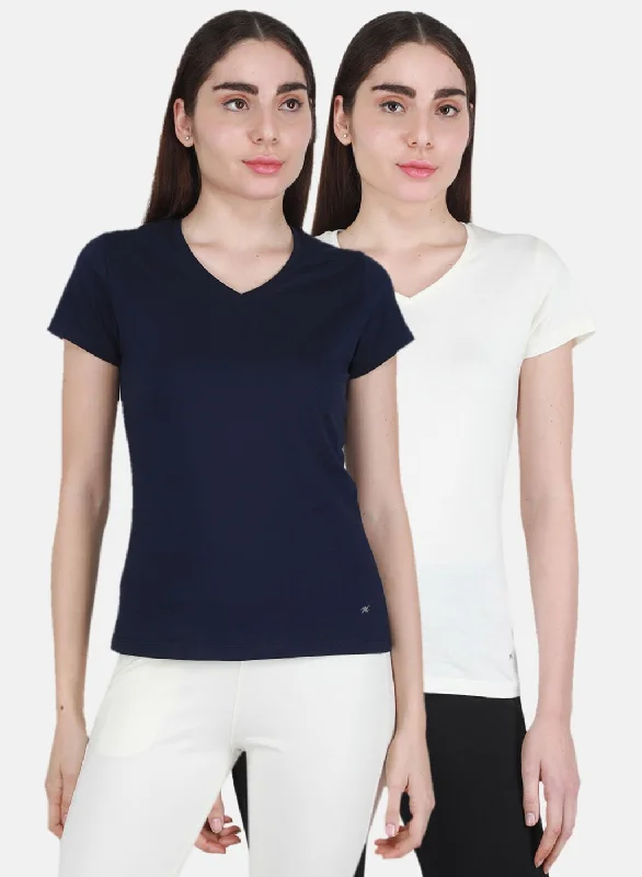 Fantastic Offers Women Blue & Off White Solid Top 2 Pc Set
