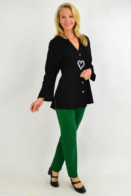 Exclusive Online Offer Black V Neck Linen Shirt