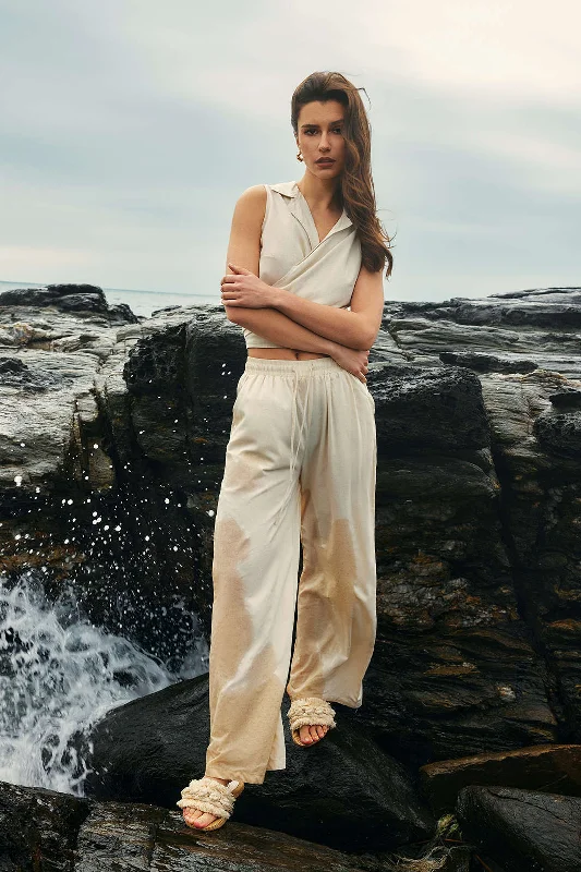 Weekend Savings Bonanza Basic Linen Drawstring Wide Leg Pants