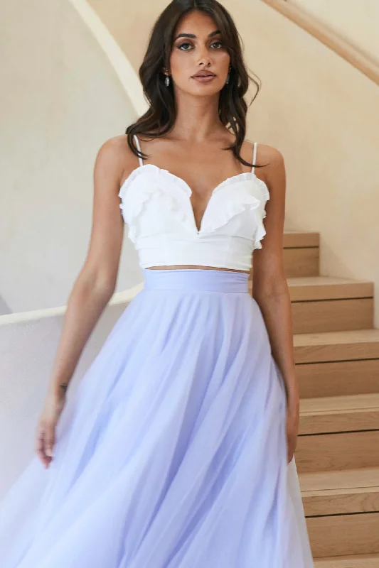 Buy More, Save More La Seine V-Neckline Frill Trim Crop Top White