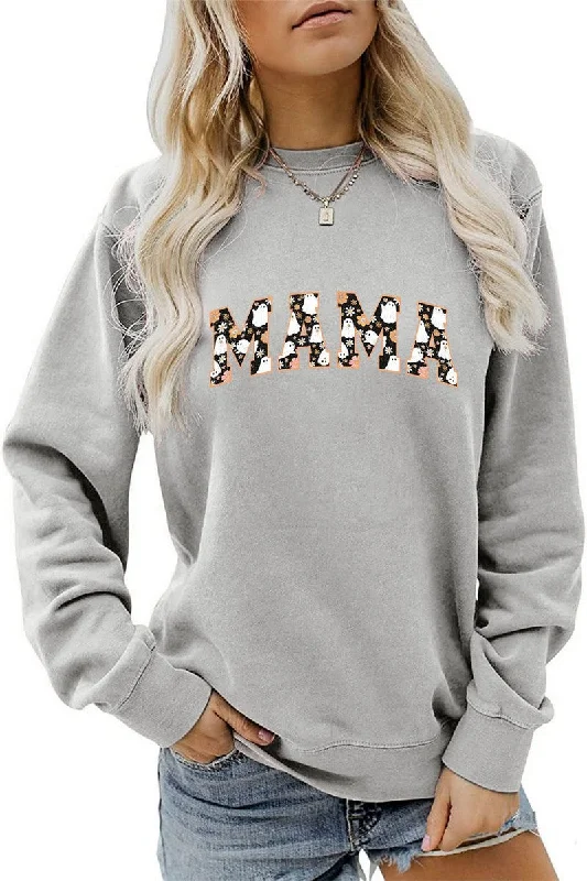 Weekend Offers That Sizzle WOMEN HALLOWEEN MAMA PRINTING LONG SLEEVE TEE