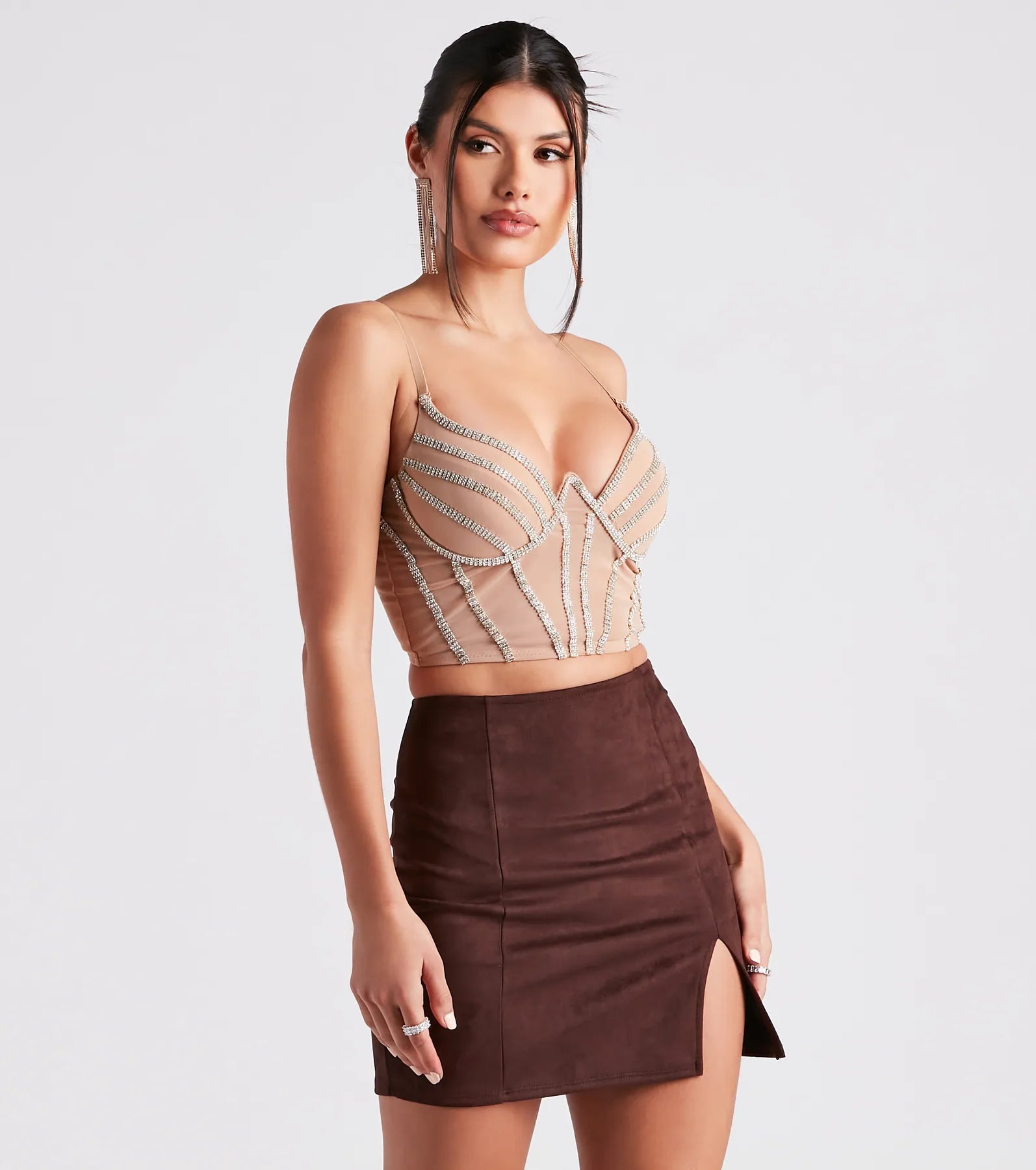 Final Clearance Chic Bling Rhinestone Corset Top