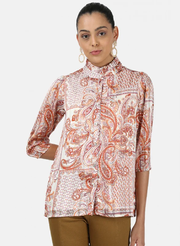 Value Deals Womens Orange Printed Top