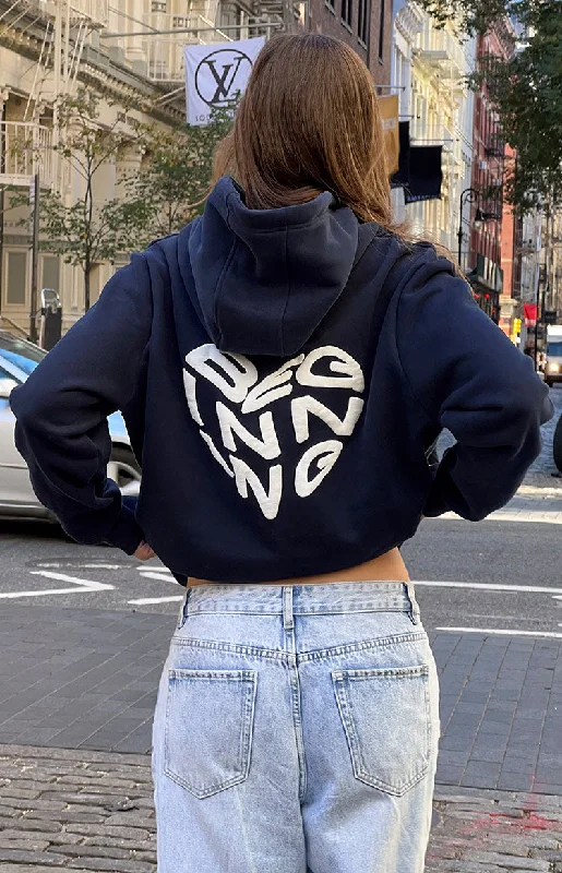 Weekend Offers That Dazzle Beginning Navy Lovey Bubble Hoodie