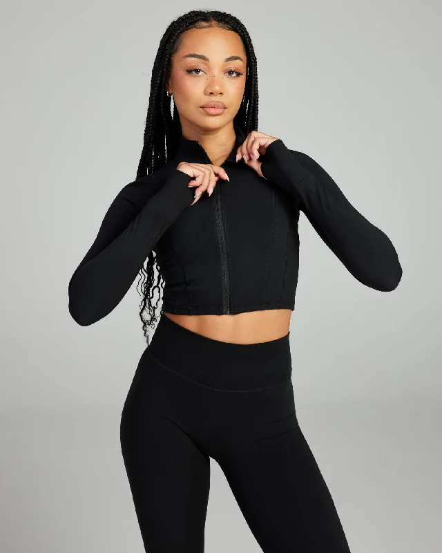 Weekend Savings Sensation Cropped Aura Jacket - Black