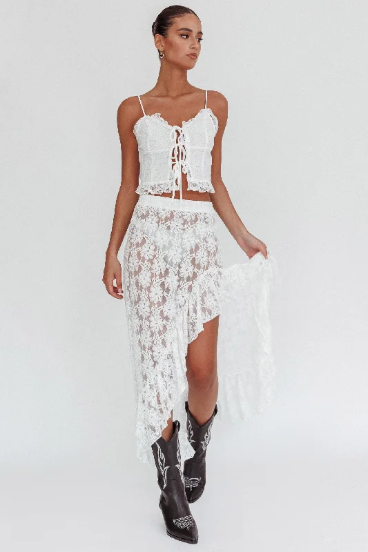 Huge Discounts Besties Asymmetric Hem Maxi Skirt Ivory